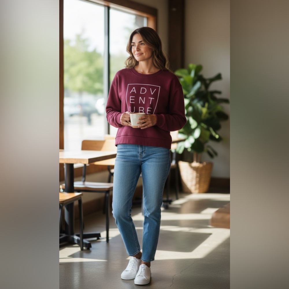 Knit Riot Adventure Crew neck‎ Sweatshirt XL Burgundy NWT